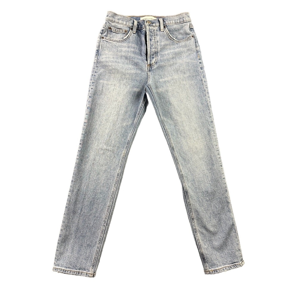 Denim Forum The Yoko High Rise Slim Jeans 27 Blue Organic Cotton Button Fly